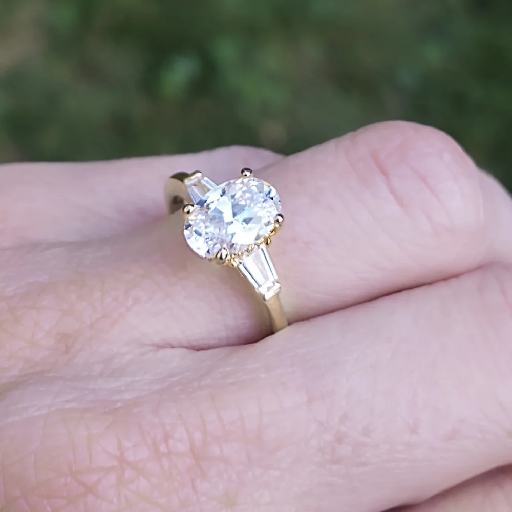 Vintage Gold over Sterling Silver Zirconia Ring- 6 - Picture 2 of 5